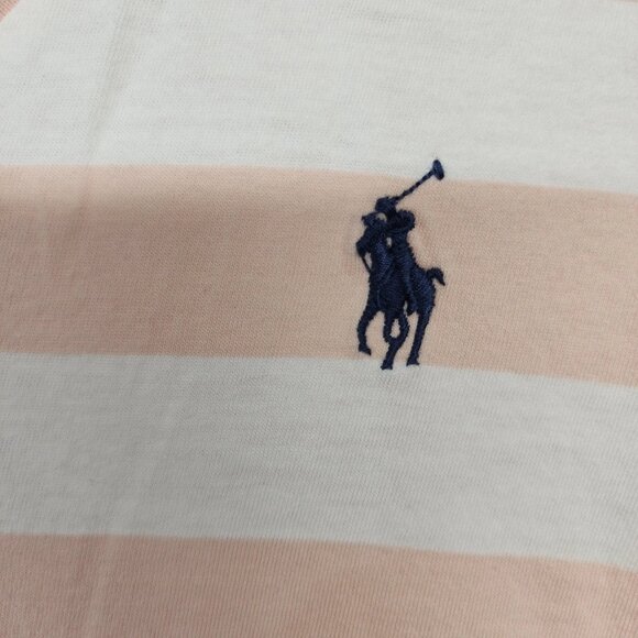 Polo Ralph Lauren Top Women XL Pink Stripe Short Sleeve V Neck Casual Preppy - Picture 5 of 10